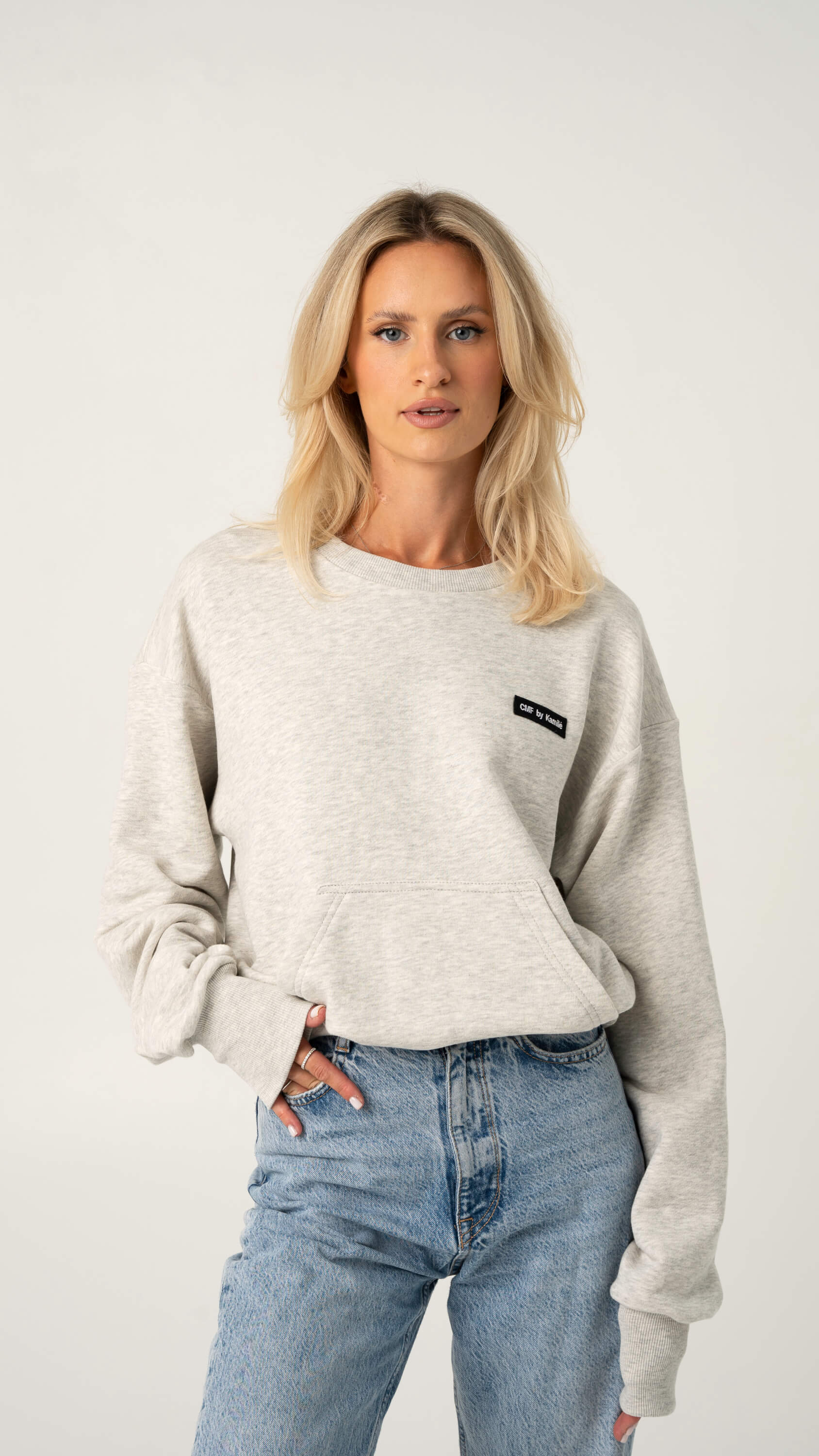Melange spalvos oversized moteriškas džempers