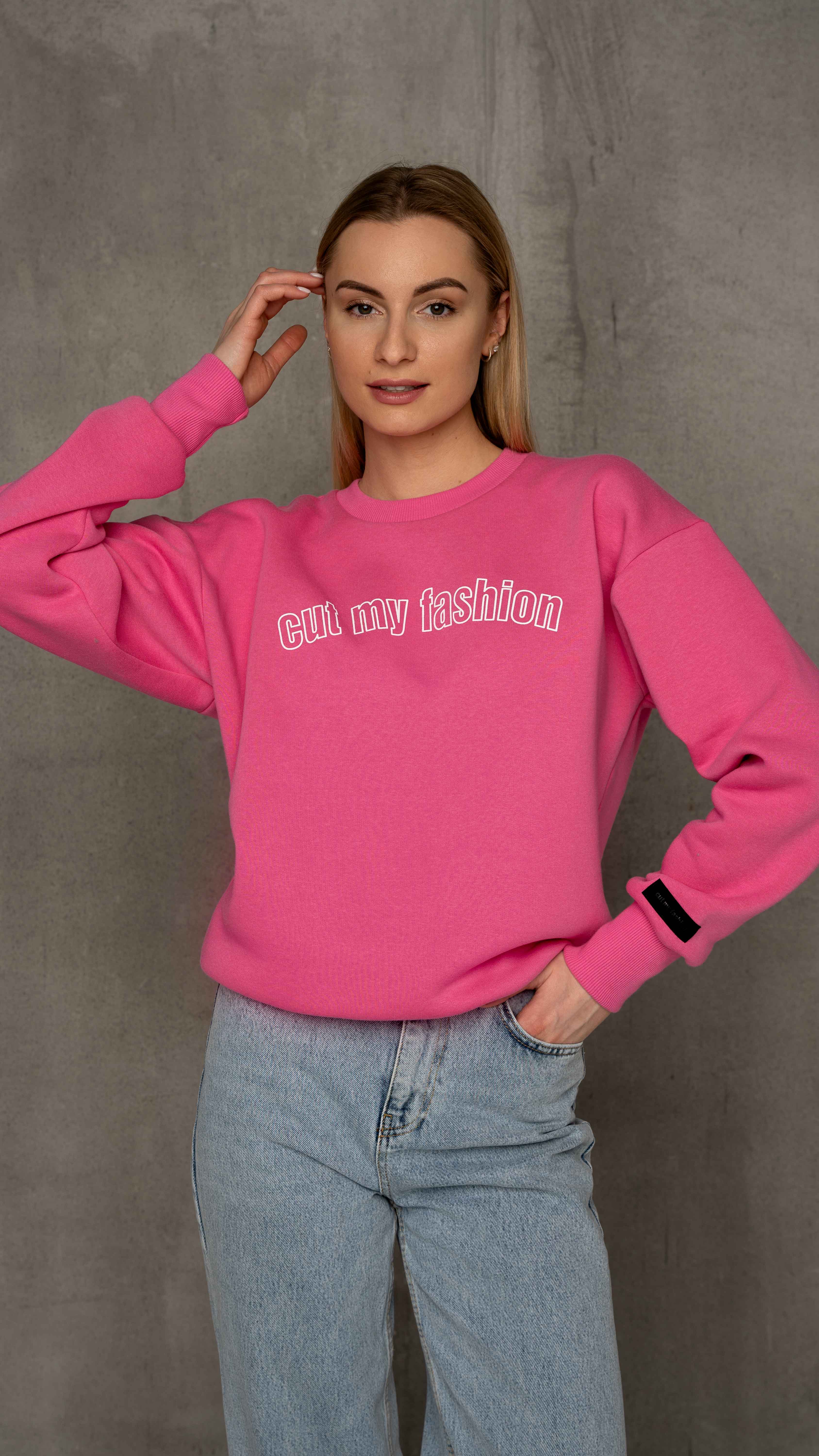 Rožinės spalvos laisvalaikio oversized džemperis cutmyfashion moterims
