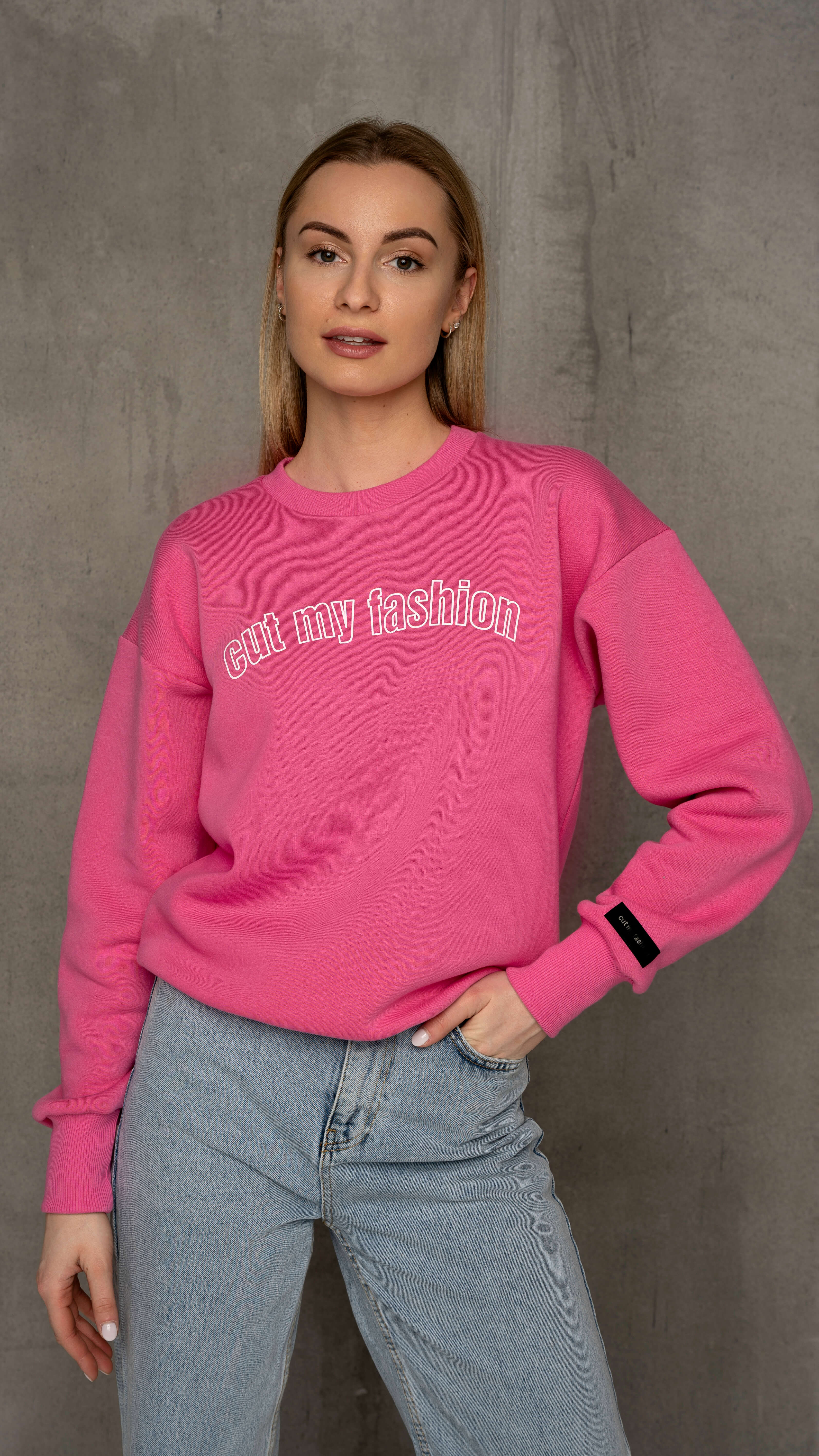 Rožinės spalvos laisvalaikio oversized džemperis cutmyfashion moterims