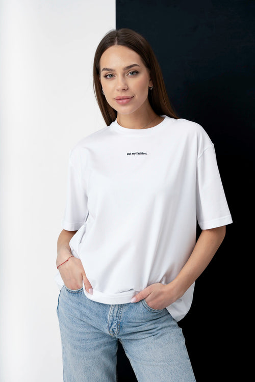 Balti oversized moteriški marškinėliai CMF471
